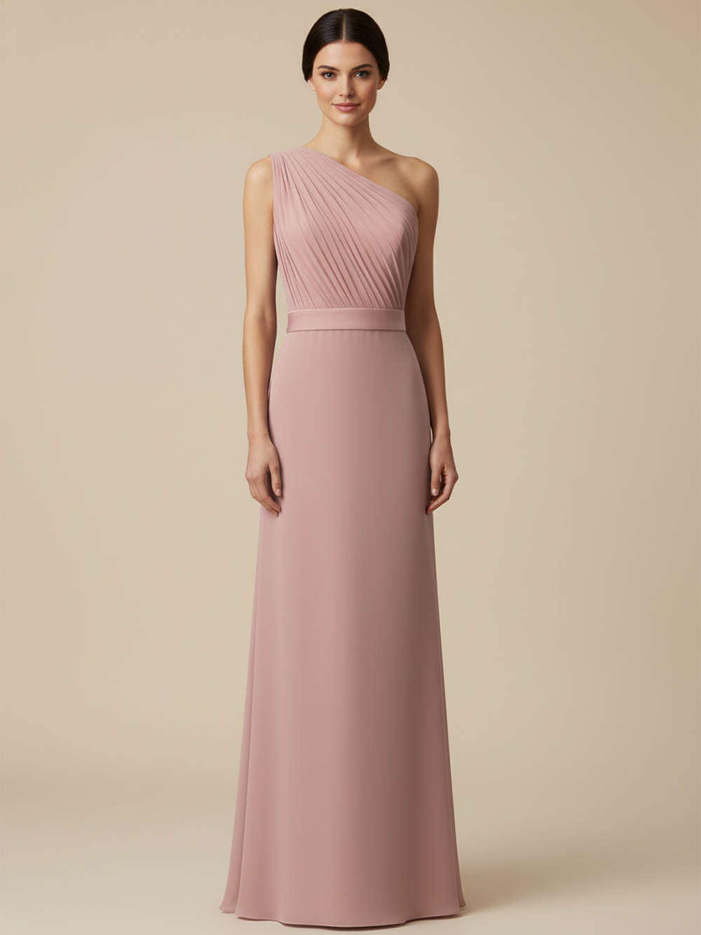 dusty-pink-boutique-bridesmaid-gown Elegant bridesmaid dress in the dusty pink colour. This dress can be easily mix-and-matched with ivory, beige and our azure coast blue shade dresses for the unique bridal party.