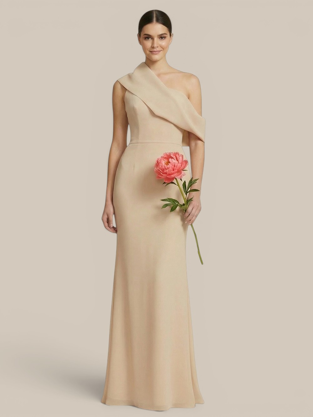 beige-chiffon-multiway-bridesmaid-dress-by-natasha-millani Elegant floor-length beige chiffon bridesmaid dress by Natasha Millani.